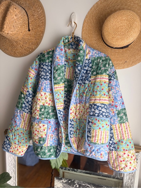 None Jackets & Blazers - Quilted Patchwork Floral Jacket | Oversized Cottagecore Boho